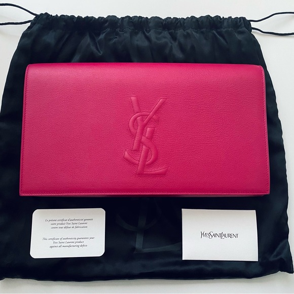 YSL Calfskin Monogram Large Belle De Jour Clutch - Picture 1 of 11